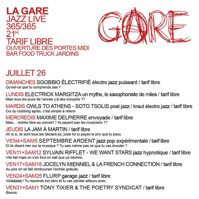 LA GARE JAZZ LIVE 365/365