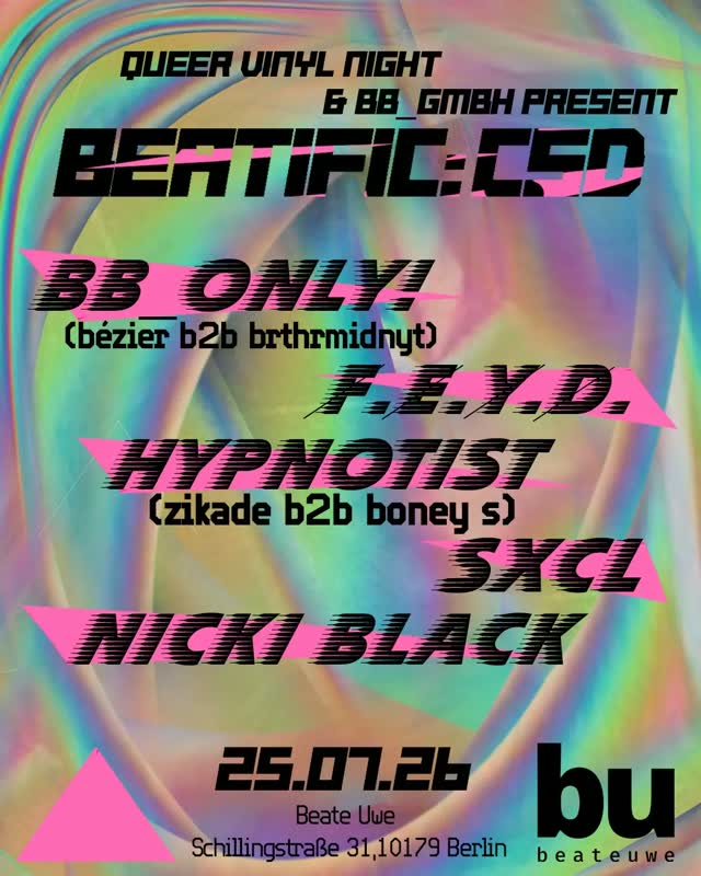 Beate Invites: BEATIFIC by Queer Vinyl Night & BB_Only!